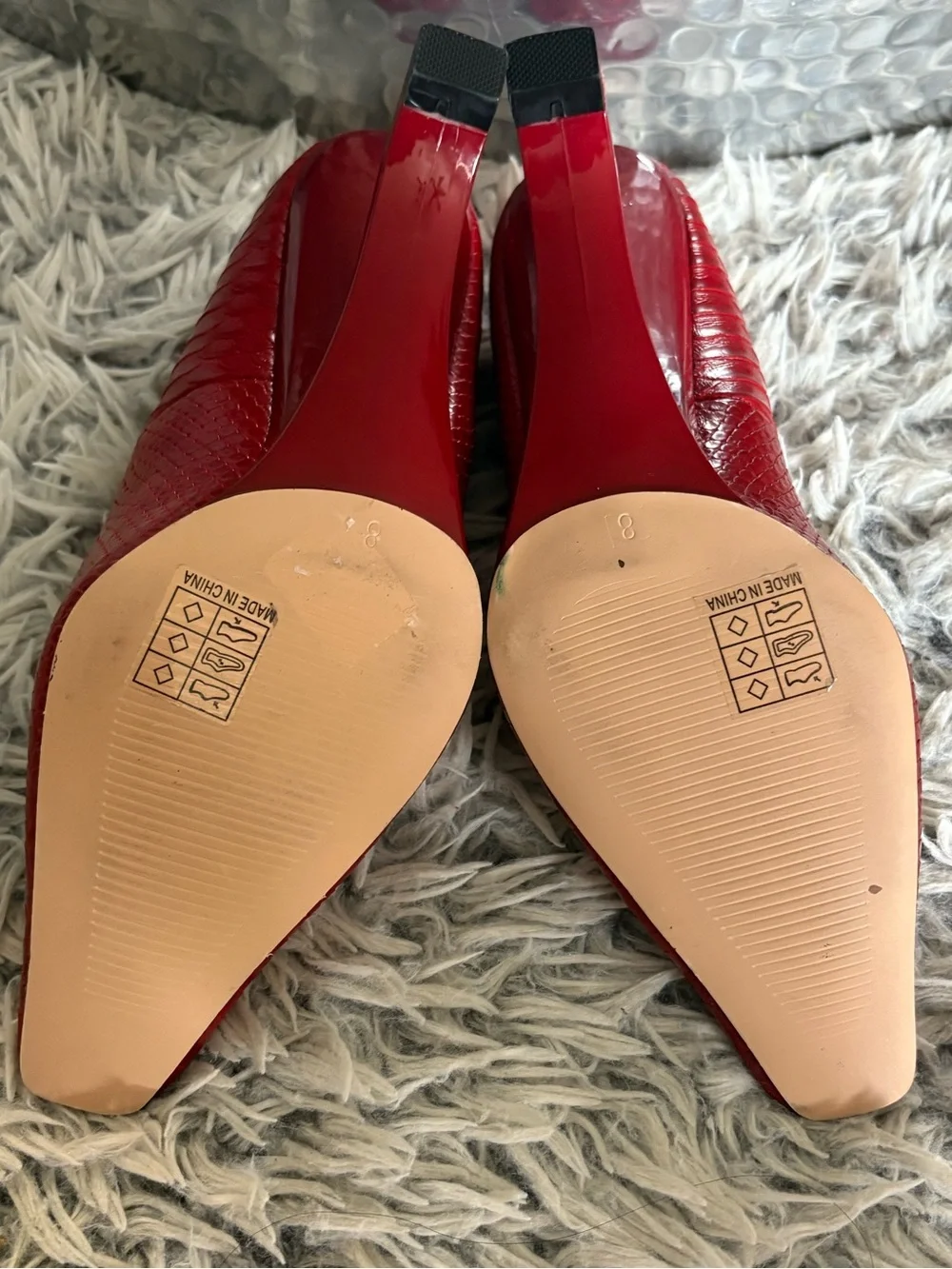 NEW ART Red Snakeskin Alligator Leather Pointed Toe Pumps Wedge Heels Shoes